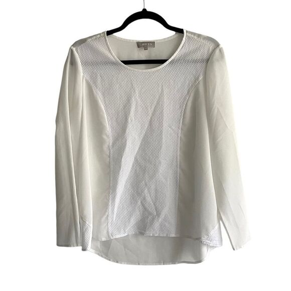 PORTS Crew Neck Long Sleeve Blouse Cream White 4 - Picture 1 of 6